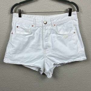 Raey Cotton Denim Jean Shorts White Button Fly Rigid No Stretch Sz 26
